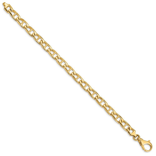 10K 6.8mm Hand-Polished Anchor Link 8 inch Bracelet