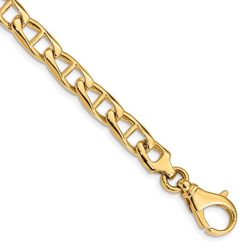 10K 6.8mm Hand-Polished Anchor Link 8 inch Bracelet