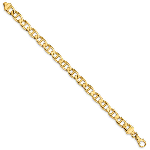 10k 8.5mm Hand-Polished Anchor Link 8 inch Bracelet