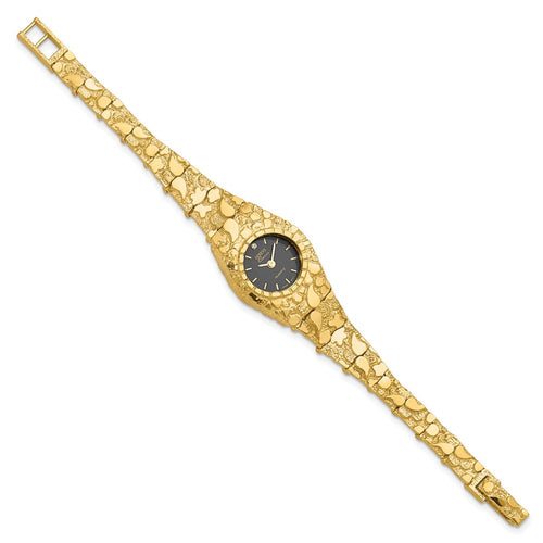 10k 22mm Black Dial 7 inch Nugget Watch