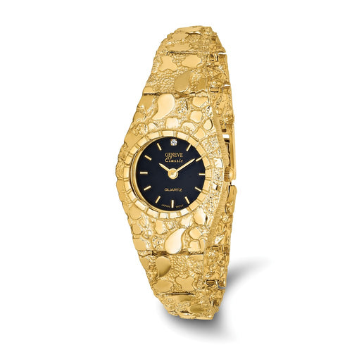 10k 22mm Black Dial 7 inch Nugget Watch