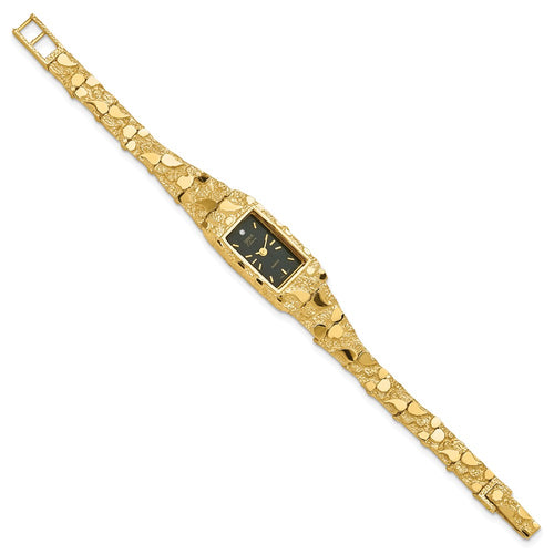 10k 15x31mm Black Dial Rectangular Face 7 inch Nugget Watch