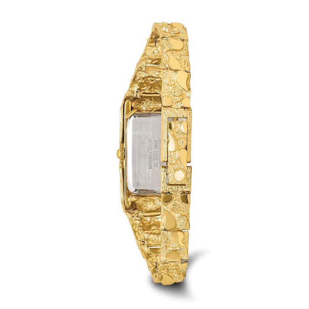 10k 15x31mm Champagne Dial Rectangular Face 7 inch Nugget Watch