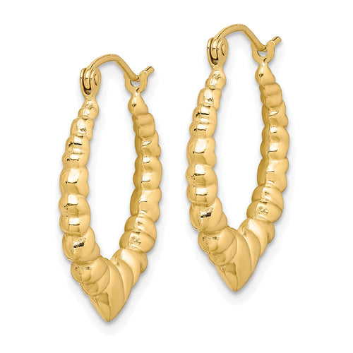 10k Polished Hollow Scalloped Heart Hoop Earrings