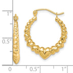10k Polished Hollow Scalloped Heart Hoop Earrings