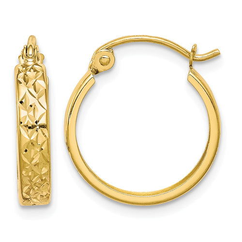 10K D/C Square Tube Hoop Earrings