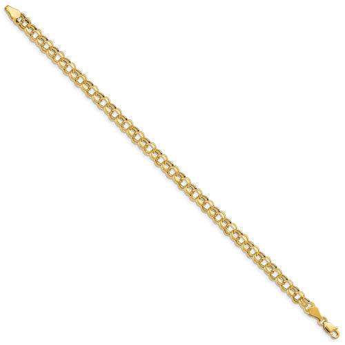 10k Lite 5mm Hollow Diamond-cut Double Link 8.25 inch Charm Bracelet