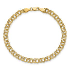 10k Lite 5mm Hollow Diamond-cut Double Link 8.25 inch Charm Bracelet