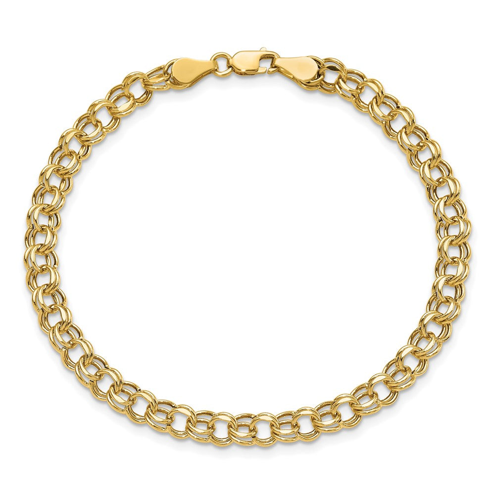 10k Lite 5mm Hollow Diamond-cut Double Link 7.25 inch Charm Bracelet