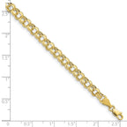 10k Lite 5mm Hollow Diamond-cut Double Link 7.25 inch Charm Bracelet