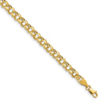 10k Lite 5mm Hollow Diamond-cut Double Link 8.25 inch Charm Bracelet