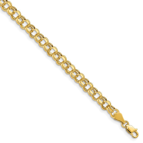 10k Lite 5mm Hollow Diamond-cut Double Link 8.25 inch Charm Bracelet