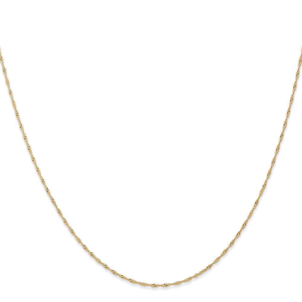 14K Carded 1mm Singapore with Spring Ring Clasp Chain