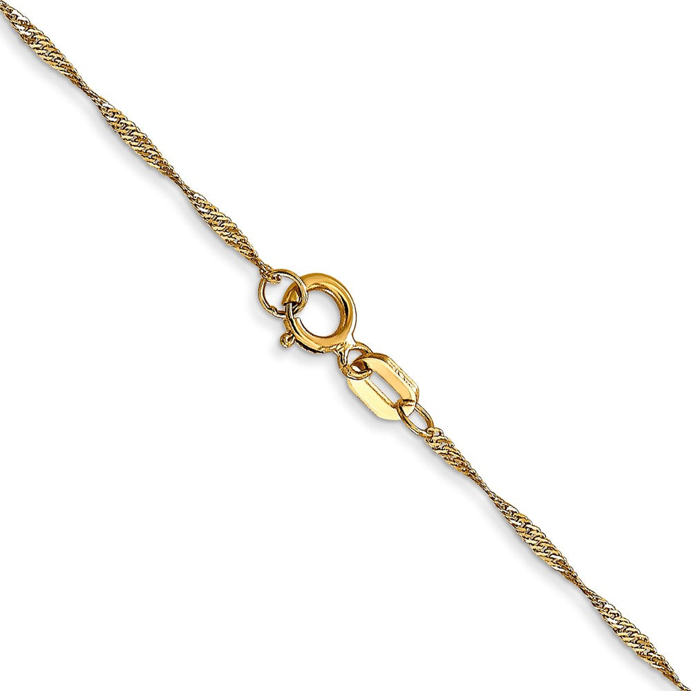 14K Carded 1mm Singapore with Spring Ring Clasp Chain