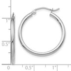 10K White Gold Polished 2mm Tube Hoop Earrings