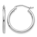 10K White Gold Polished 2mm Tube Hoop Earrings