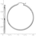 10K White Gold Polished 2mm Tube Hoop Earrings