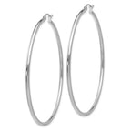 10K White Gold Polished 2mm Tube Hoop Earrings