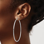 10K White Gold Polished 2mm Tube Hoop Earrings