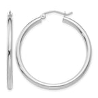10K White Gold Polished 2.5mm Tube Hoop Earrings
