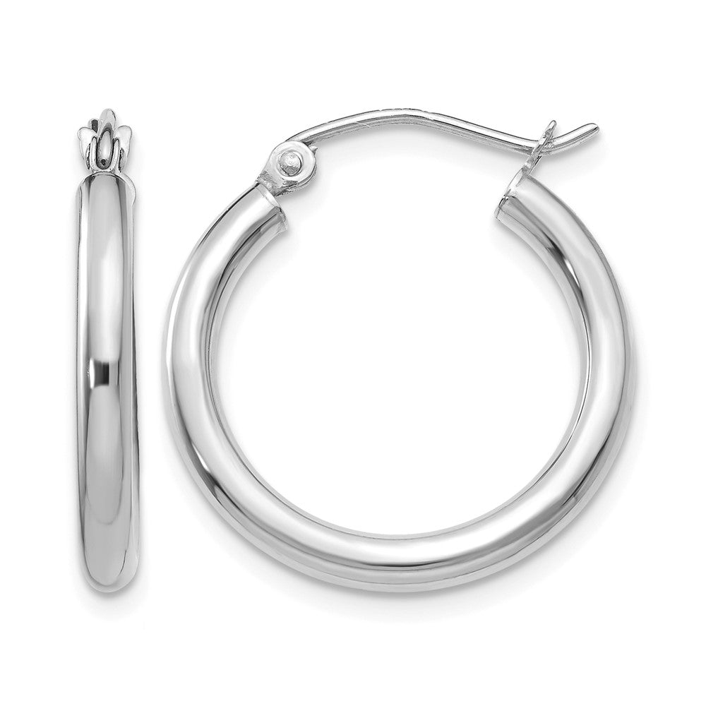 10K White Gold Polished 2.5mm Tube Hoop Earrings
