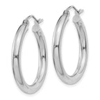 10K White Gold Polished 3mm Tube Hoop Earrings
