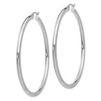 10K White Gold Polished 3mm Tube Hoop Earrings