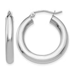 10K White Gold Polished 4mm Tube Hoop Earrings
