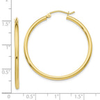 10K Polished 2mm Tube Hoop Earrings