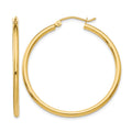10K Polished 2mm Tube Hoop Earrings