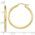 10K Polished 2mm Tube Hoop Earrings