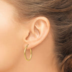 10K Polished 2mm Tube Hoop Earrings
