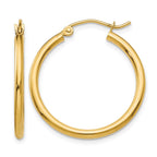 10K Polished 2mm Tube Hoop Earrings