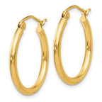 10K Polished 2mm Tube Hoop Earrings