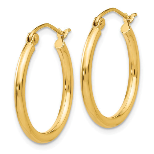 10K Polished 2mm Tube Hoop Earrings