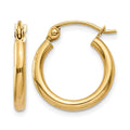 10K Polished 2mm Tube Hoop Earrings