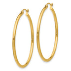 10K Polished 2mm Tube Hoop Earrings