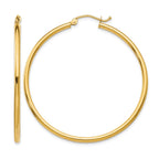 10K Polished 2mm Tube Hoop Earrings