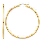 10K Polished 2mm Tube Hoop Earrings