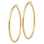10K Polished 2mm Tube Hoop Earrings