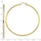 10K Polished 2mm Tube Hoop Earrings