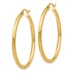 10K Polished 2.5mm Tube Hoop Earrings
