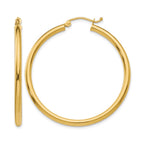 10K Polished 2.5mm Tube Hoop Earrings