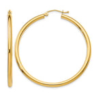 10K Polished 2.5mm Tube Hoop Earrings