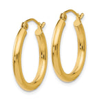 10K Polished 2.5mm Tube Hoop Earrings