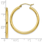 10K Polished 2.5mm Tube Hoop Earrings