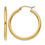 10K Polished 2.5mm Tube Hoop Earrings