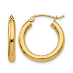 10K Polished 3mm Tube Hoop Earrings