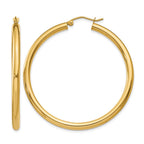 10K Polished 3mm Tube Hoop Earrings