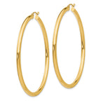 10K Polished 3mm Tube Hoop Earrings